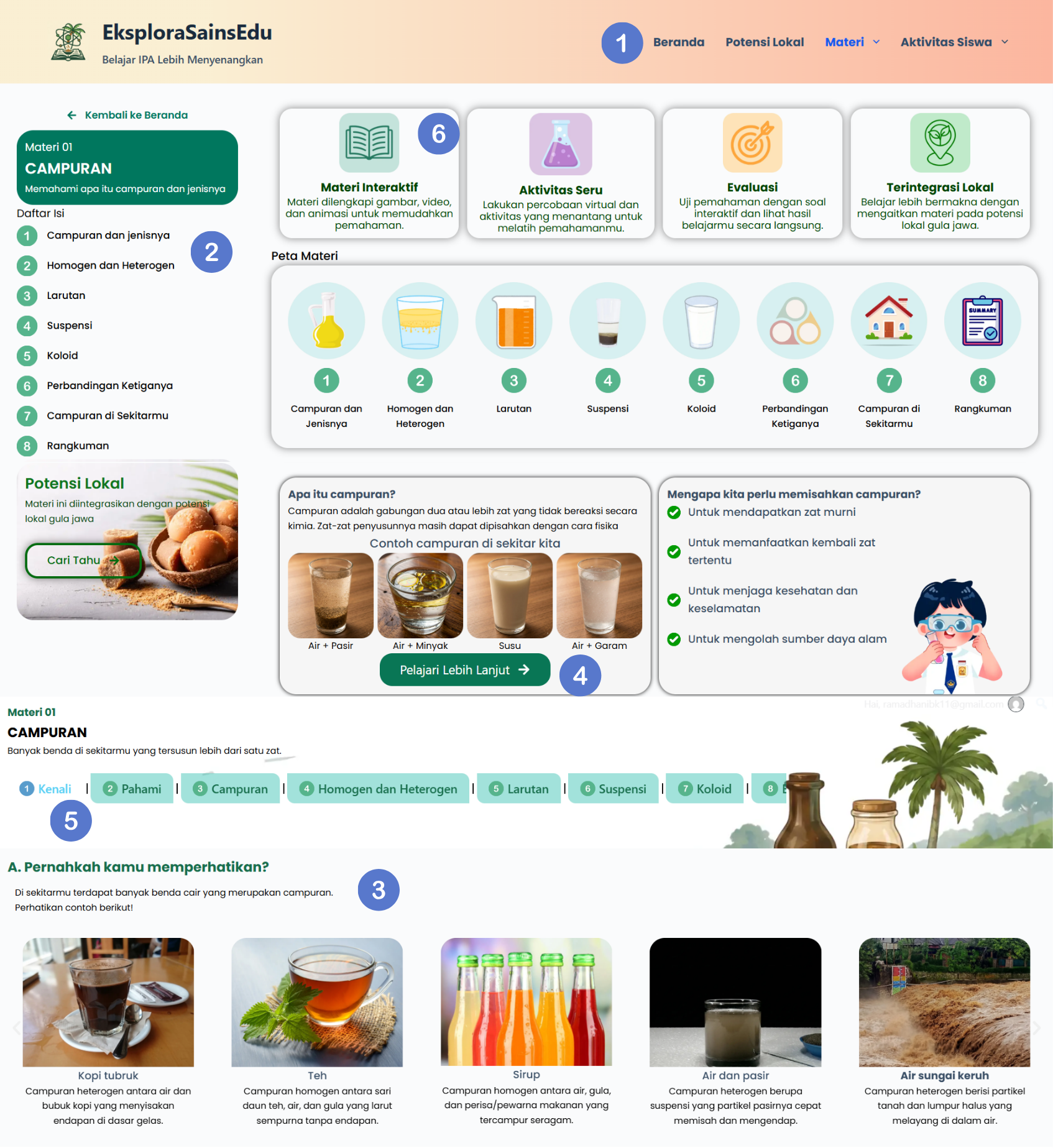 Layar Menu Navigasi Modul